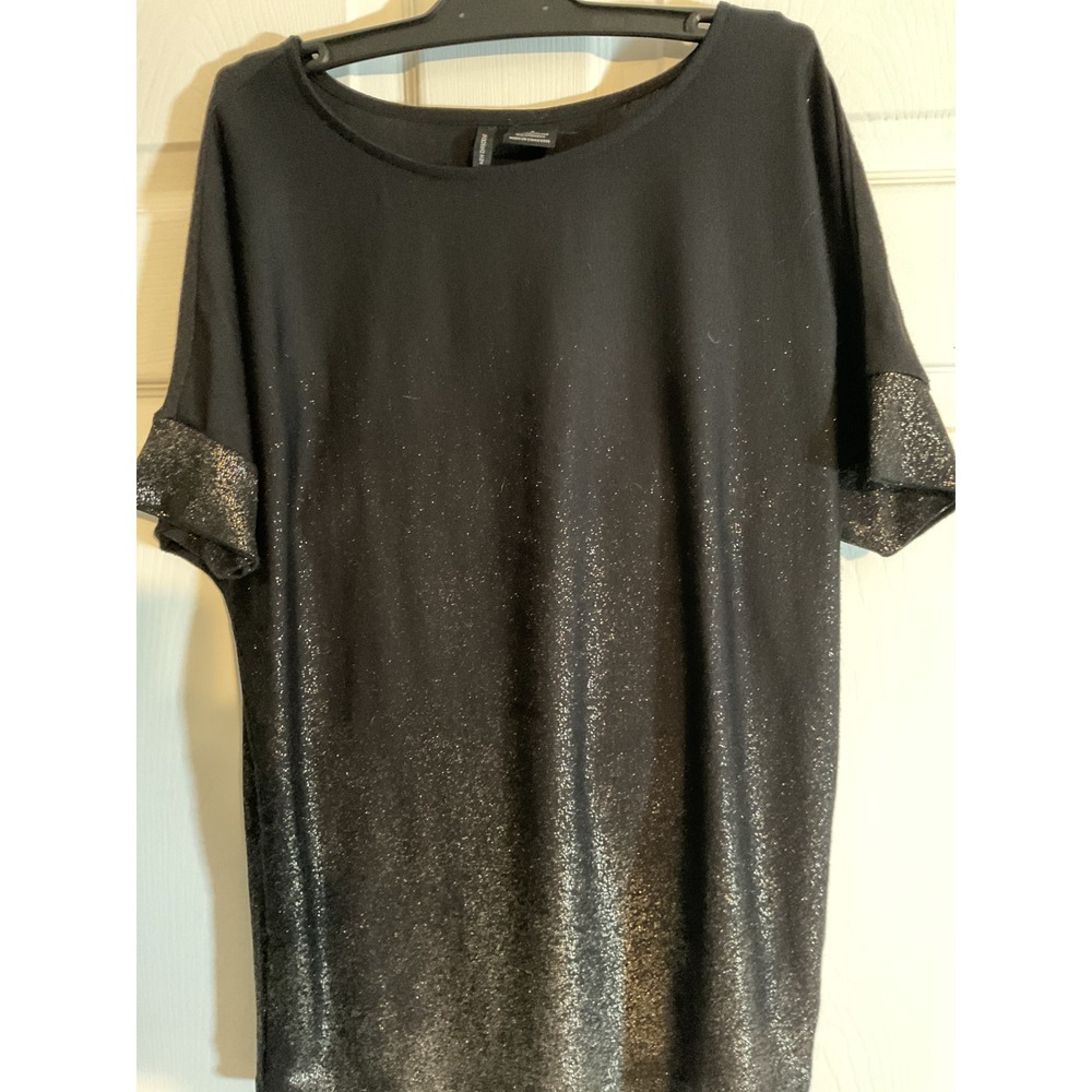 NEW DIRECTIONS Black Sparkle Glitter Ombre Tunic Top‎ Shirt Womens Small